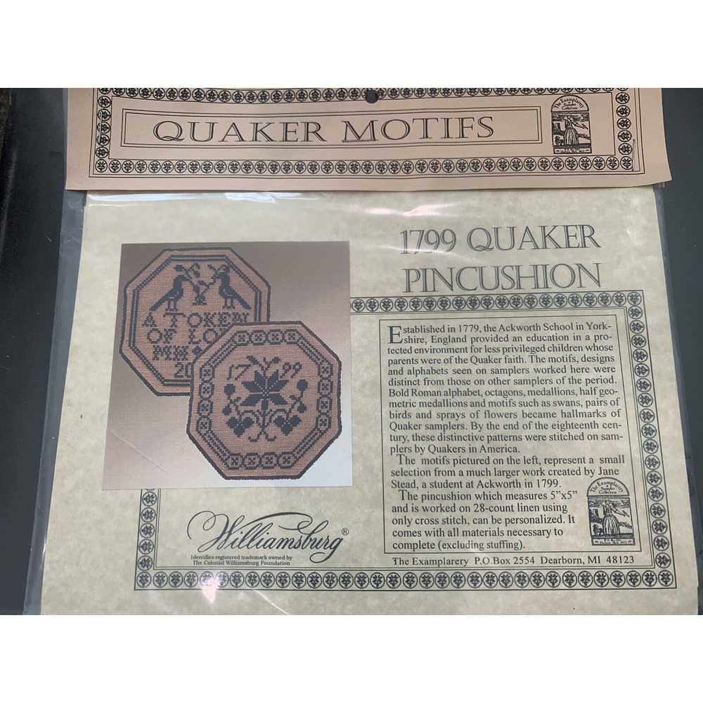 Quaker Motifs‎ 1799 Quaker Pin Cushion Kit
